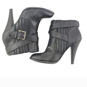 Aldo Black Ankle Booties High Almond Toe Buckle Size 40